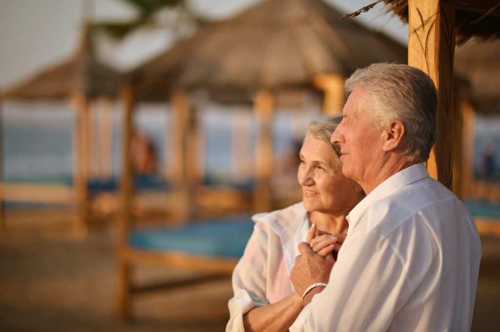 Portrait of a Amusing Old Couple on Vacation